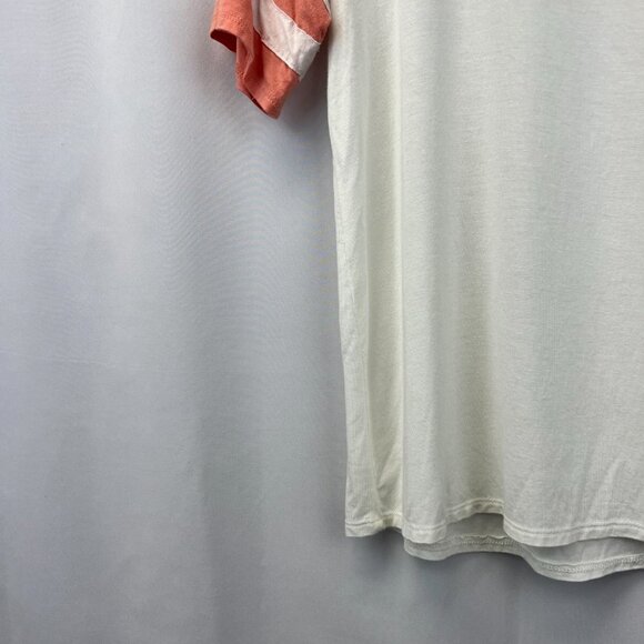 Mai Soli Womens Ivory Coral Short Sleeve Round Neck Pullover T-Shirt Size Small - Picture 8 of 10